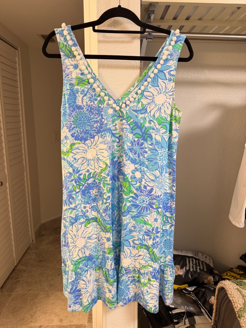 Lilly Pulitzer Blue, White & Green Floral Sleeveless Shift Dress